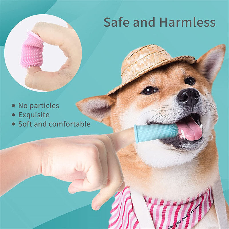 Dog Super Soft Pet Finger Toothbrush Teeth Cleaning Bad Breath Care Nontoxic Silicone Tooth Brush Tool Dog Cat Cleaning Supplies