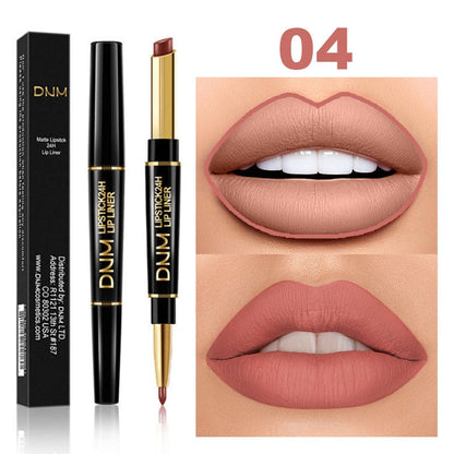 Double Ended Matte Lipstick - Long Lasting Waterproof - Dark Red Lips 04 Full Size