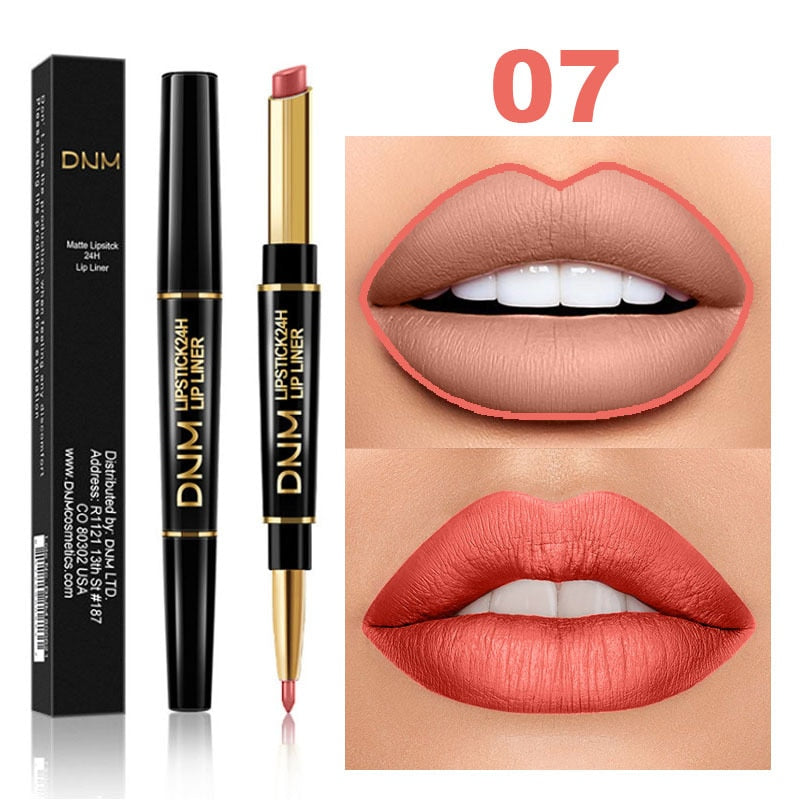 Double Ended Matte Lipstick - Long Lasting Waterproof - Dark Red Lips 07 Full Size