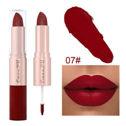 Double Ended Waterproof Matte Lipstick Nude Red Lip Tint 07