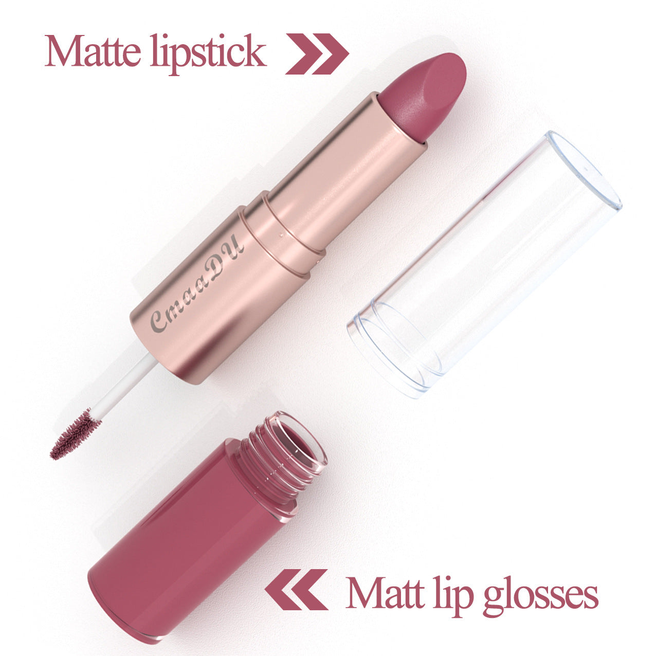 Double Ended Waterproof Matte Lipstick Nude Red Lip Tint