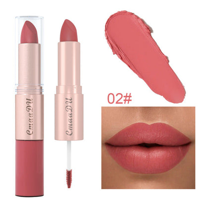 Double Ended Waterproof Matte Lipstick Nude Red Lip Tint 02