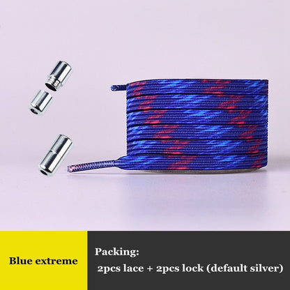 Elastic No Tie Shoelaces Colorful Flat Shoe laces Sneakers shoelace Metal Lock Lazy Laces for Kids Adult One size fits all shoes Blue extreme China