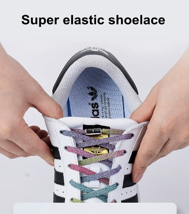 Elastic No Tie Shoelaces Colorful Flat Shoe laces Sneakers shoelace Metal Lock Lazy Laces for Kids Adult One size fits all shoes