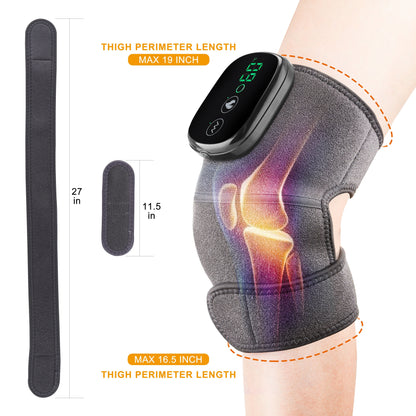 Electric Heating Knee Massager Far Infrared Joint Brace Support Vibrador Back Shoulder Massage Knee Pain Relief Massageador CN Type 1 Grey Color