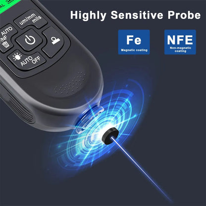 Electroplate Metal Coating Thickness Tester HW-300 Digital 0-2000um Fe and NFe Probe Car Paint Coating Thickness Gauge