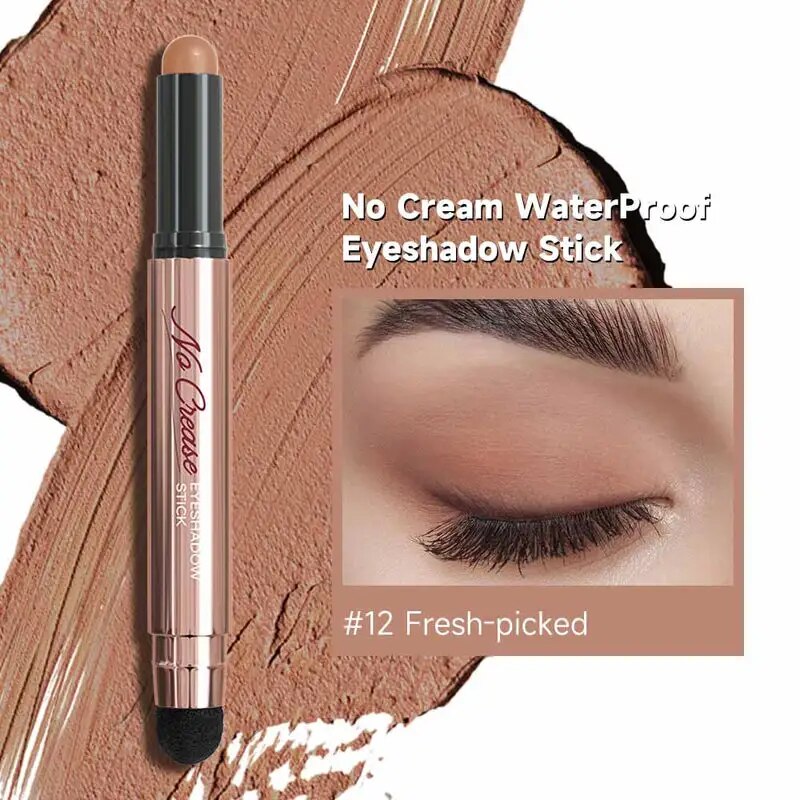 FOCALLURE Pearlescent Eyeshadow Pencil Stick Waterproof Lasting No Crease Highlighter Glitter Eye Shadow Liner Makeup Cosmetics 12