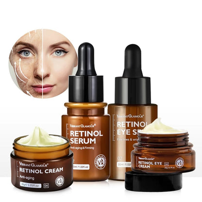 Facial Skin Care Retinol Face Eye Cream Serum Firming Lifting Anti-Aging Reduce Wrinkle Fine Lines Remove Spots Cosmetic Set