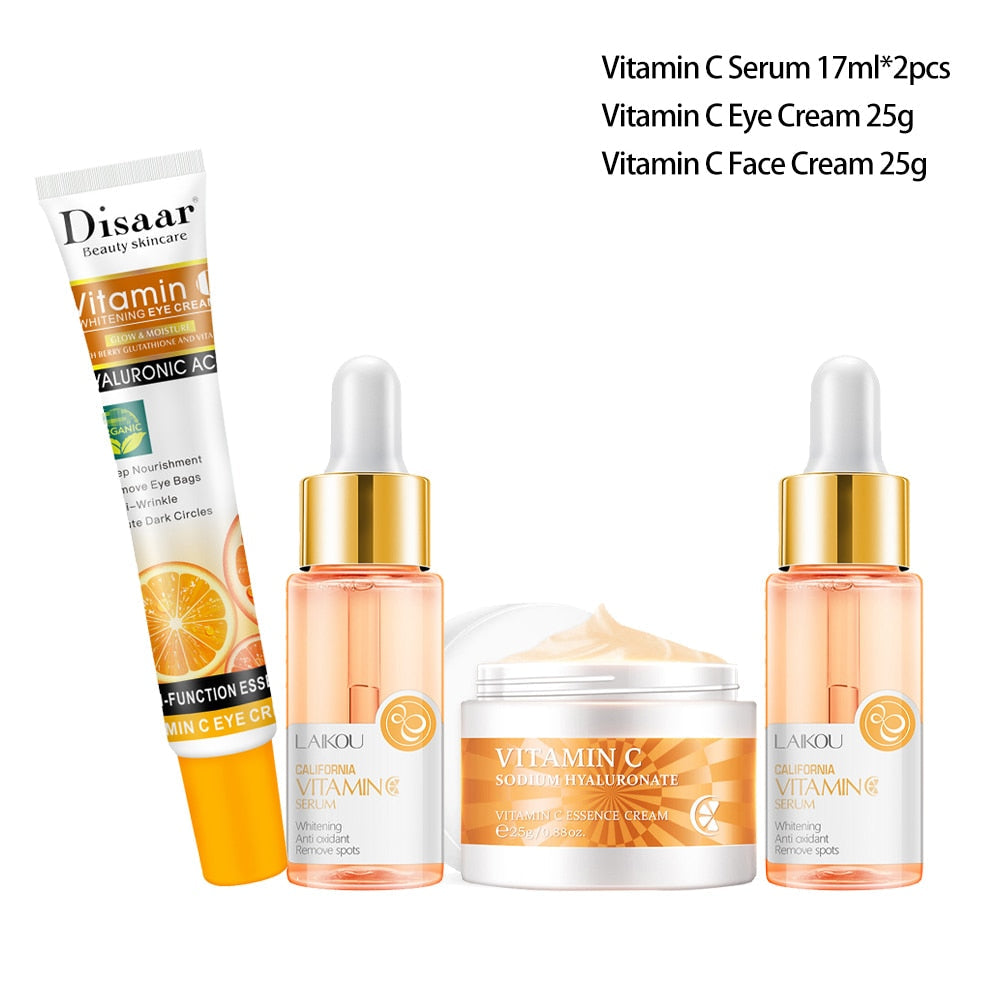 Facial Skin Care Set Collagen Face Serum Cream Eye Cream Anti Wrinkle Anti Aging Nourishing Serum Collagen Whitening Cream Set 4