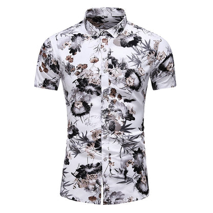 Fashion 9 Style Design Short Sleeve Casual Shirt Men's Print Beach Blouse Summer Clothing Plus Size 8018 11