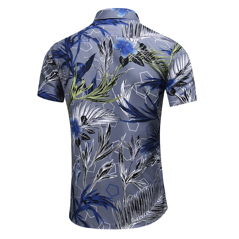 Fashion 9 Style Design Short Sleeve Casual Shirt Men's Print Beach Blouse Summer Clothing Plus Size 9018 5
