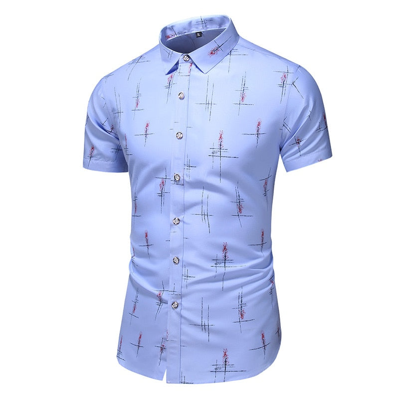 Fashion 9 Style Design Short Sleeve Casual Shirt Men's Print Beach Blouse Summer Clothing Plus Size 5014 17