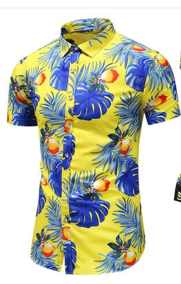 Fashion 9 Style Design Short Sleeve Casual Shirt Men's Print Beach Blouse Summer Clothing Plus Size 9017 7