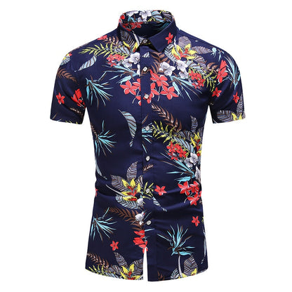 Fashion 9 Style Design Short Sleeve Casual Shirt Men's Print Beach Blouse Summer Clothing Plus Size 8014 14