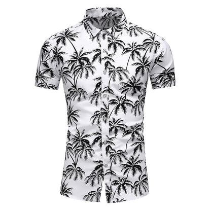 Fashion 9 Style Design Short Sleeve Casual Shirt Men's Print Beach Blouse Summer Clothing Plus Size 9019 2