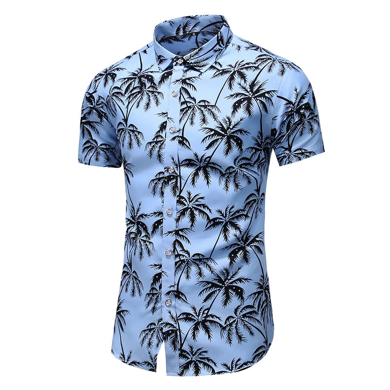 Fashion 9 Style Design Short Sleeve Casual Shirt Men's Print Beach Blouse Summer Clothing Plus Size 9019 1
