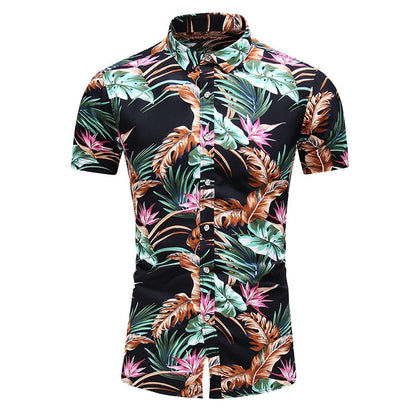 Fashion 9 Style Design Short Sleeve Casual Shirt Men's Print Beach Blouse Summer Clothing Plus Size 8015 13