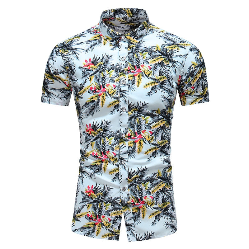 Fashion 9 Style Design Short Sleeve Casual Shirt Men's Print Beach Blouse Summer Clothing Plus Size 8016 12