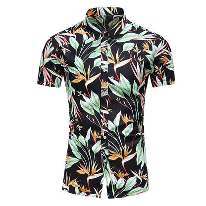 Fashion 9 Style Design Short Sleeve Casual Shirt Men's Print Beach Blouse Summer Clothing Plus Size 8013 15