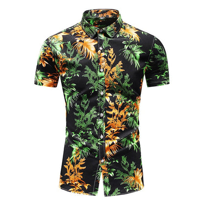 Fashion Design Hawaii Beach Short Sleeve Casual Shirts For Men's Print Blouse Summer Clothing Plus C201 3