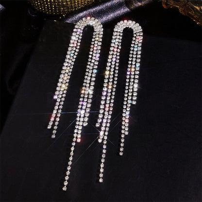 Fashion Statement Earrings Long Gold Color Statement Bling Tassel Earrings for Women Ms Wedding Daily Pendant Hot Jewelry Gift Silver Color 5