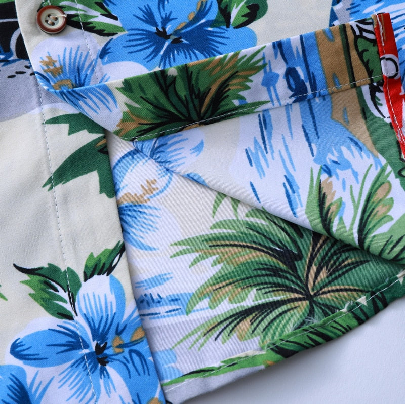 Fashions Autumn Spring Clothes Long Sleeves Shirt Men Plus Hawaiian Beach Casual Floral