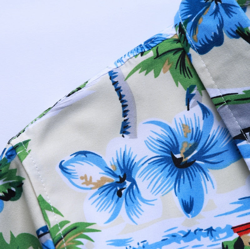Fashions Autumn Spring Clothes Long Sleeves Shirt Men Plus Hawaiian Beach Casual Floral