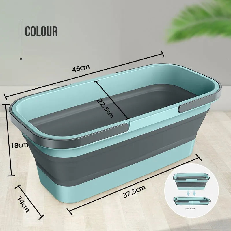 Folding Mop Bucket With Flat Squeeze Mop Portable Cleaning Fishing Promotion Camping Car Outdoor Wash Replacement Household Tool