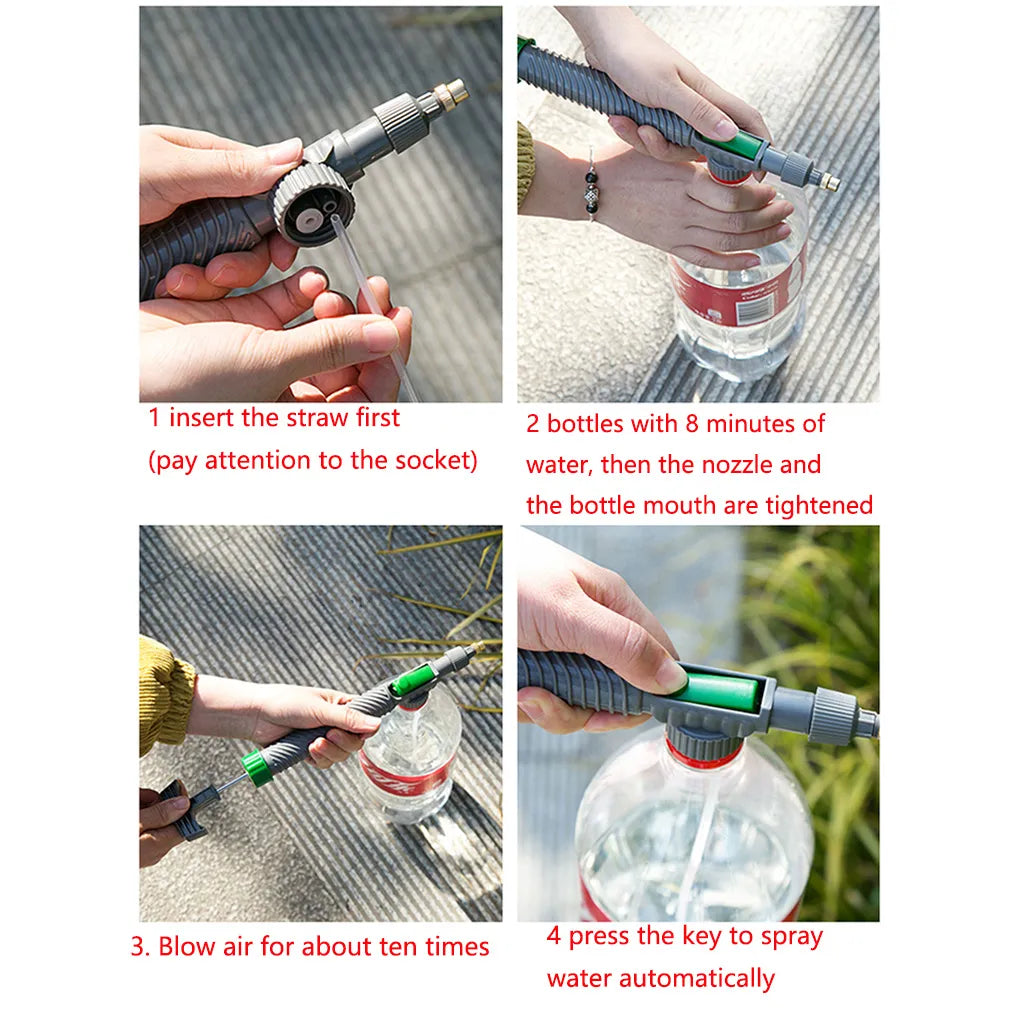 Garden Watering Sprayers Beverage Bottle Watering Can High Pressure Small Manual Pressure Adjustable Spray Head Irrigation Tools