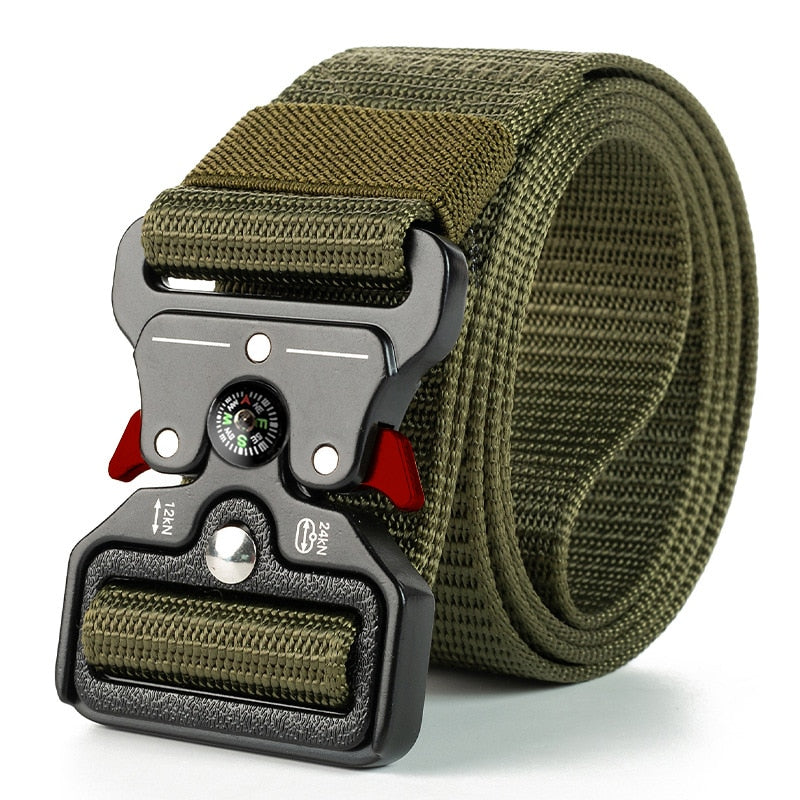 Genuine tactical belt quick release outdoor military belt soft real nylon sports accessories men and women black belt Compass red green China 125CM