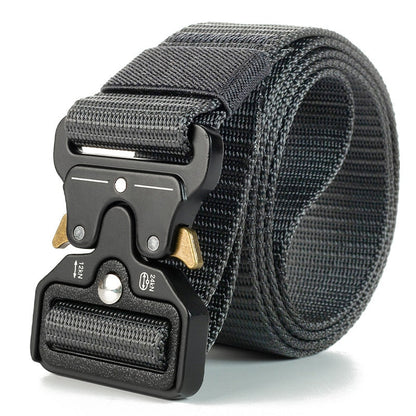 Genuine tactical belt quick release outdoor military belt soft real nylon sports accessories men and women black belt ZV01 black gray China 125CM