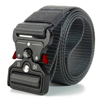 Genuine tactical belt quick release outdoor military belt soft real nylon sports accessories men and women black belt Compass red gray China 125CM