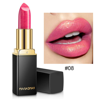 Glitter Lipstick Long Lasting Non-stick Cup Velve Sexy Nude Red Lipstick Shimmer Gold Waterproof Moisturizing Women Lips Makeup 08