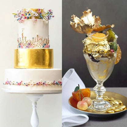 Gold and Silver Foil Sheets for DIY Art and Craft, Cake and Dessert Decorations - 100/200 Pack for Birthdays, Weddings, and Parties