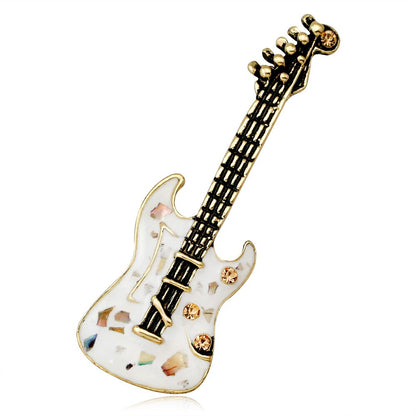 Guitar Shaped Brooches Enamel Apparel Accessory Musical Instruments Lapel Pin Club Badge Brooch WHITE