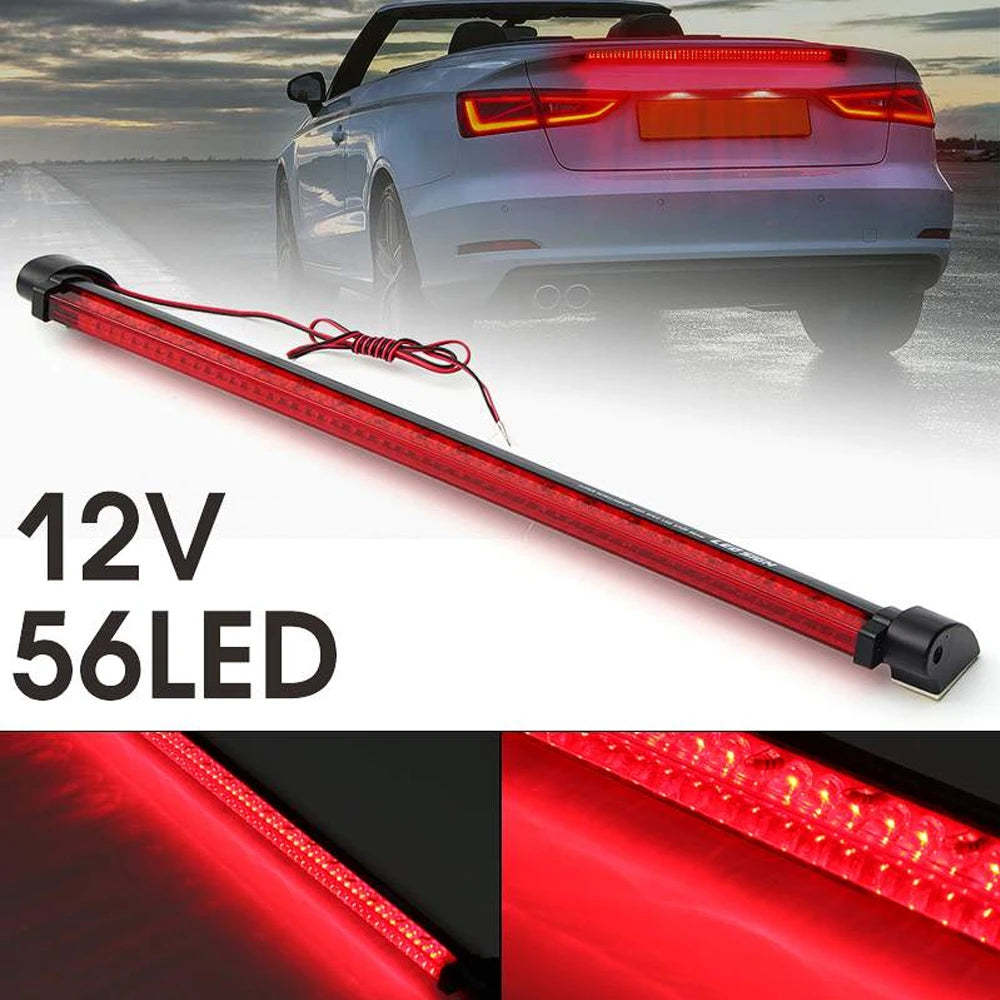 DSYCAR 12V Red Car LED Third Brake Lights Bar Rear Parking Signal Lamp Truck High Mount Stop Warning Light Universal