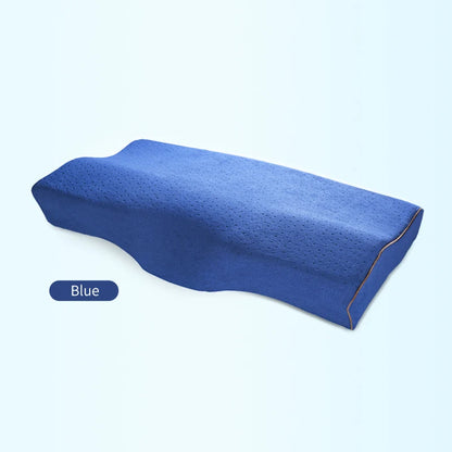 Memory Foam Bed Orthopedic Pillow Neck Protection Slow Rebound Memory Pillow Butterfly Shaped Health Cervical Neck Size 60/50 cm Navy Blue China