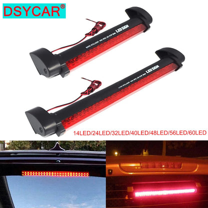 DSYCAR 12V Red Car LED Third Brake Lights Bar Rear Parking Signal Lamp Truck High Mount Stop Warning Light Universal