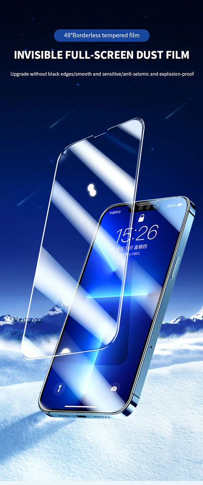 Tempered Glass Screen Protector For iPhone 13 Pro Max Full Cover Borderless Glass For iPhone 13 mini HD Blue Light