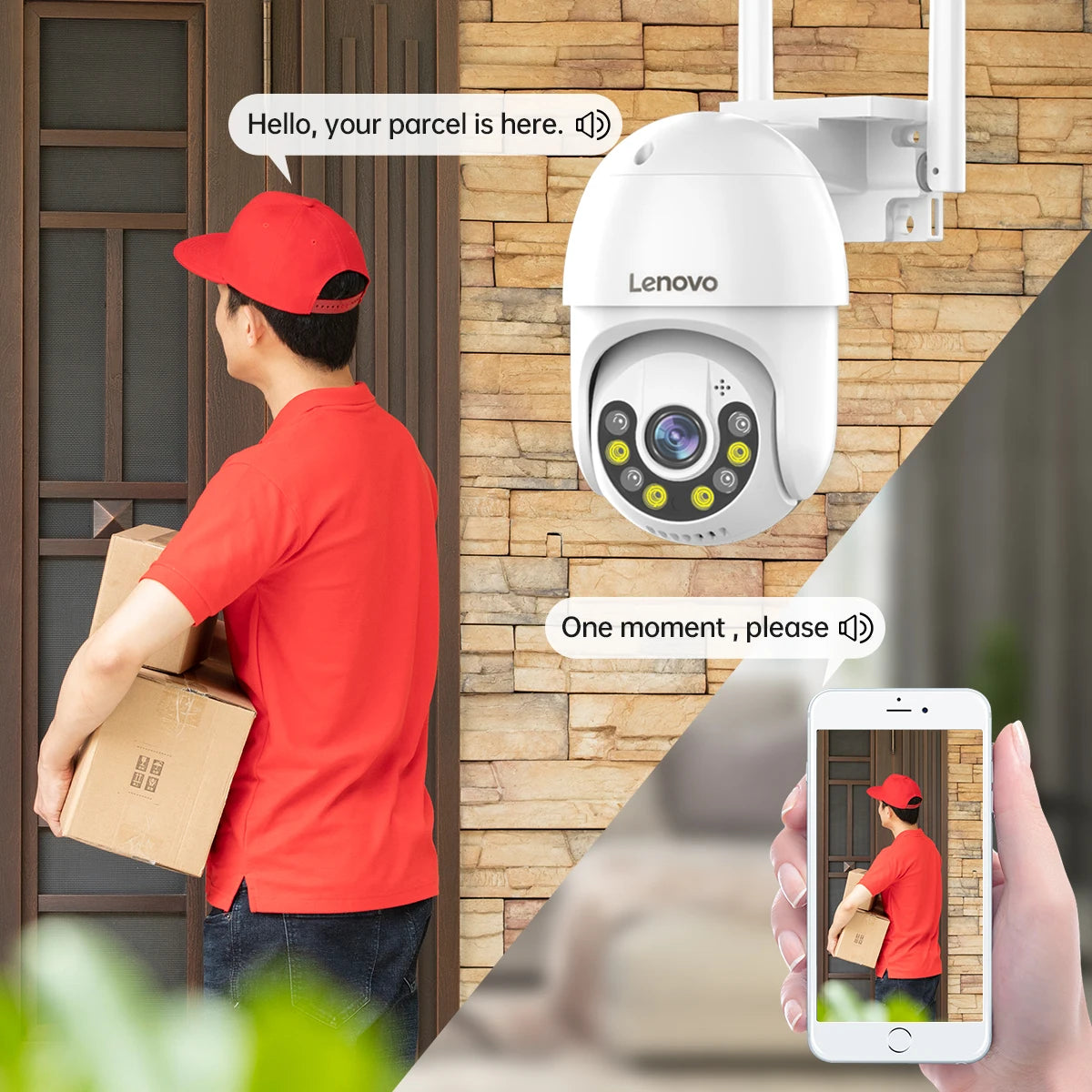 Lenovo 3MP PTZ WIFI IP Camera Audio CCTV Surveillance Outdoor 4X Digital Zoom Night Full Color Wireless Waterproof Security