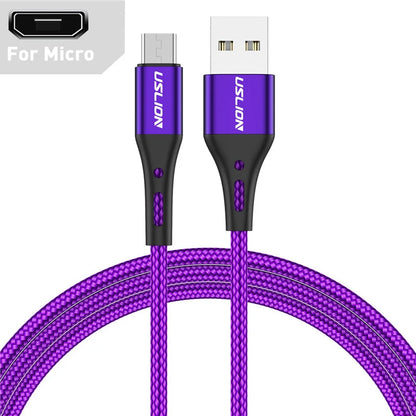 3A USB Type C Cable Wire For Samsung S10 S20 Xiaomi mi 11 Mobile Phone Fast Charging USB C Cable Type-C Charger Micro USB Cables Purple For Micro