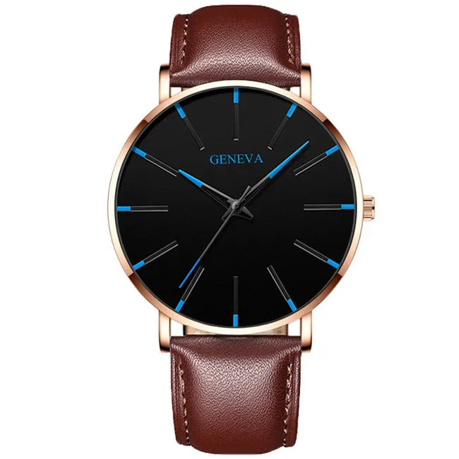 2023 Minimalist Men&#39;s Fashion Ultra Thin Watches Simple Men Business Stainless Steel Mesh Belt Quartz Watch relogio masculino Leather Blue Rose