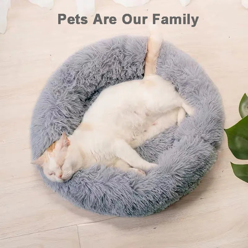 Very Soft Plush Dog Bed Cat House Donut Basket Fluffy Cushion Big Pet Pillow Mat Kennel Lounger Large Medium Small For Dogs Bed