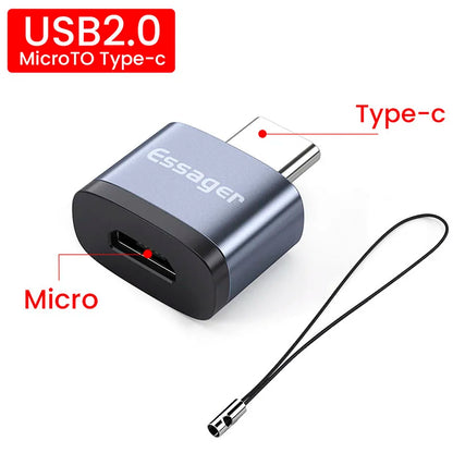 Essager USB 3.0 Type-C OTG Adapter Type C USB C Male To USB Female Converter For Macbook Xiaomi Samsung S20 USBC OTG Connector CN Micro to Type C