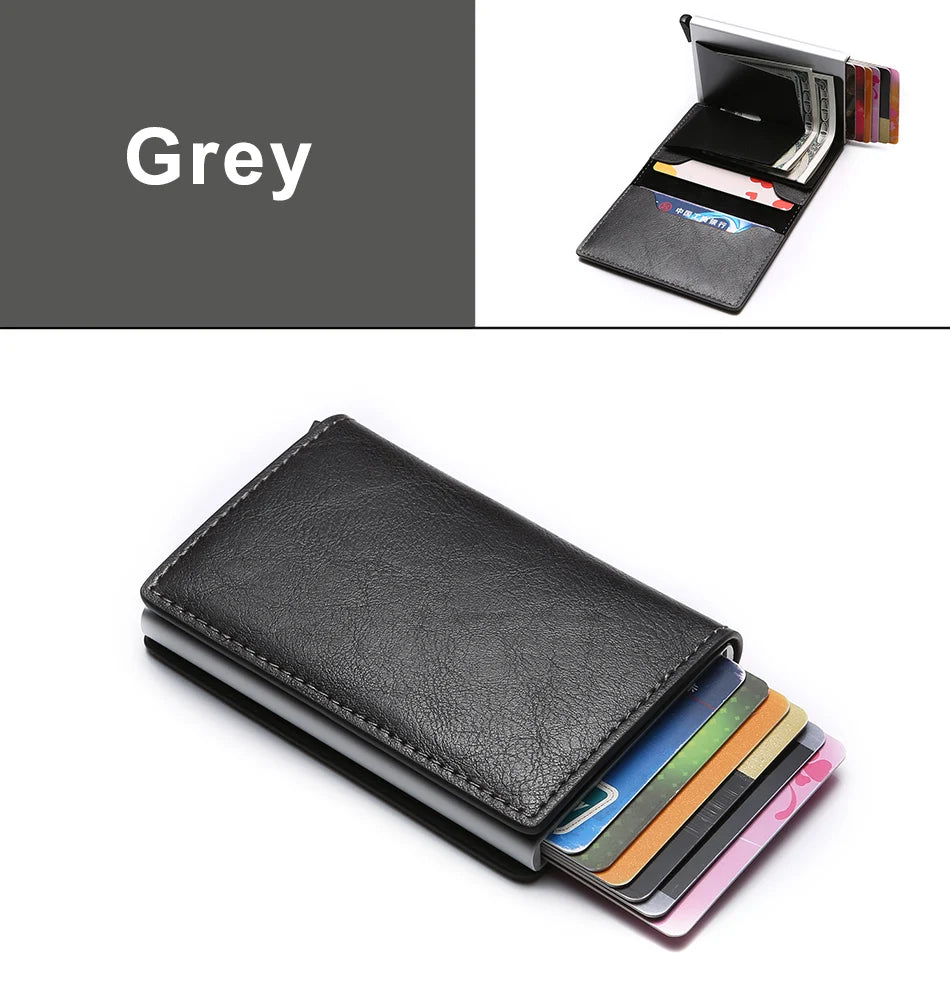 Credit Card Holder Men Wallet RFID Blocking Protected Aluminium Box PU leather Wallets with Money Clip Designer pasjeshouder