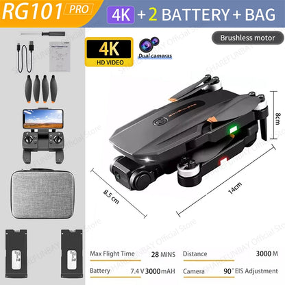 NEW RG101 MAX GPS Drone 8K Professional Dual HD Camera FPV 3Km Aerial Photography Brushless Motor Foldable Quadcopter Toys RG101 PRO 4K 2B Bag CHINA