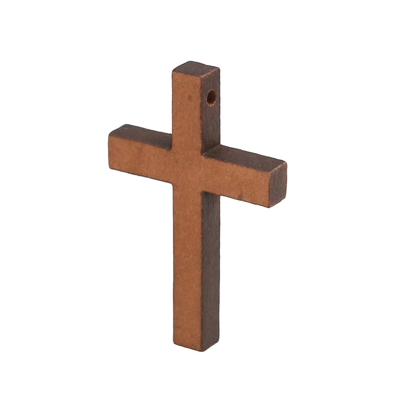 20pcs Natural Wood Cross Charms Pendant Nativity Set DIY Necklace Charm Jewelry Making Supplies Findings Handmade Accessories