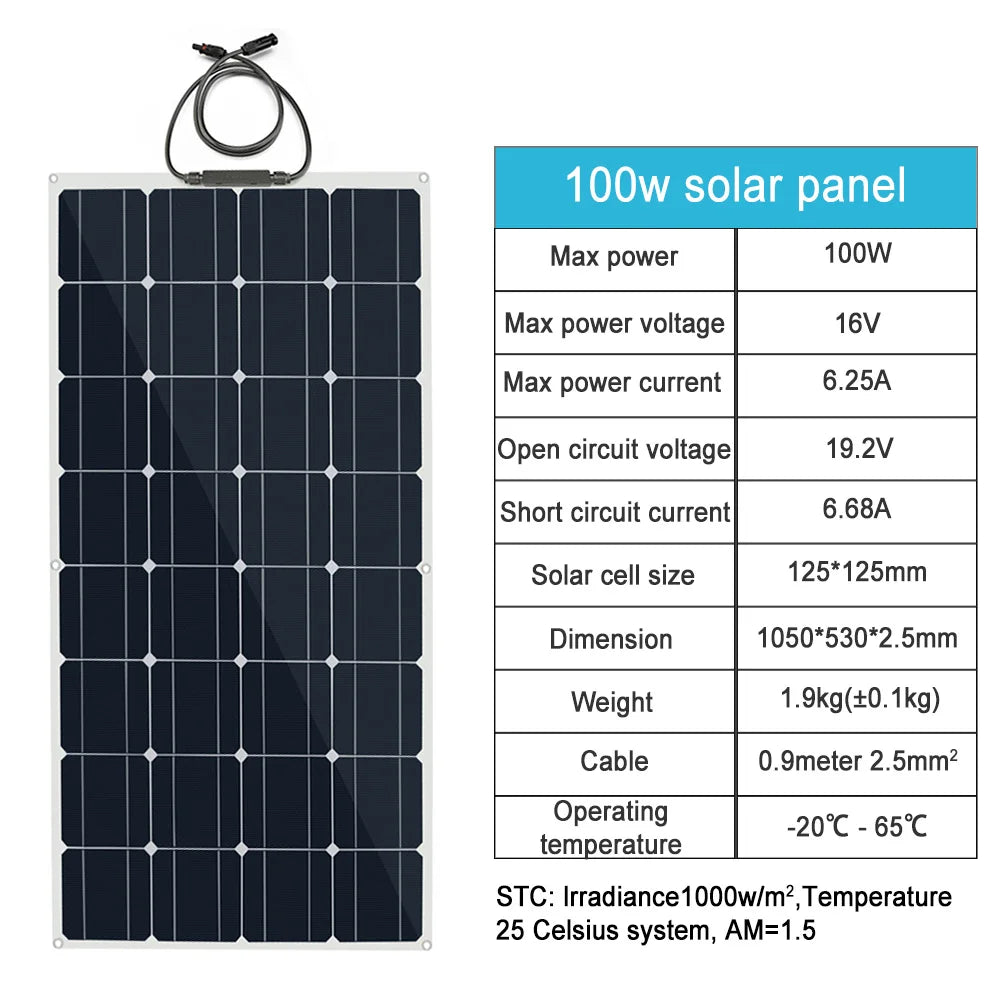 solar panel kit and 300w 200w 100w flexible solar panels 12v 24v high efficiency battery charger module