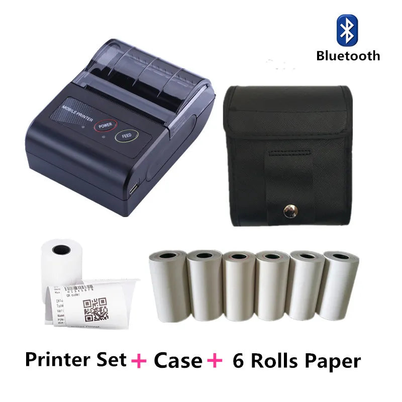 Mini Portable Thermal Printer Wireless Receipt Printer 58mm Ink-free USB BT ESC/POS Windows Android PC Factura Impresora Termica