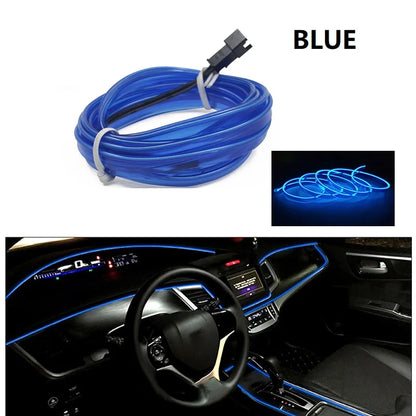 Car LED Strip EL Wire Rope Tube USB Switch Cigarette Car Ambient Light Neon Light Garland Decoration Flexible Led Tube Auto Led